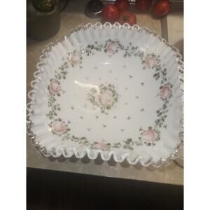 Fenton charelston Pedestal bowl 9x9x8 pink rose